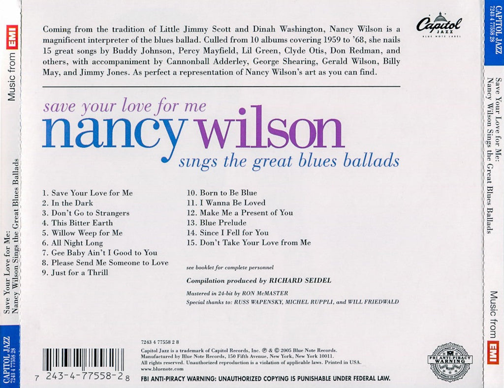 Nancy Wilson – Save Your Love For Me... (CD)