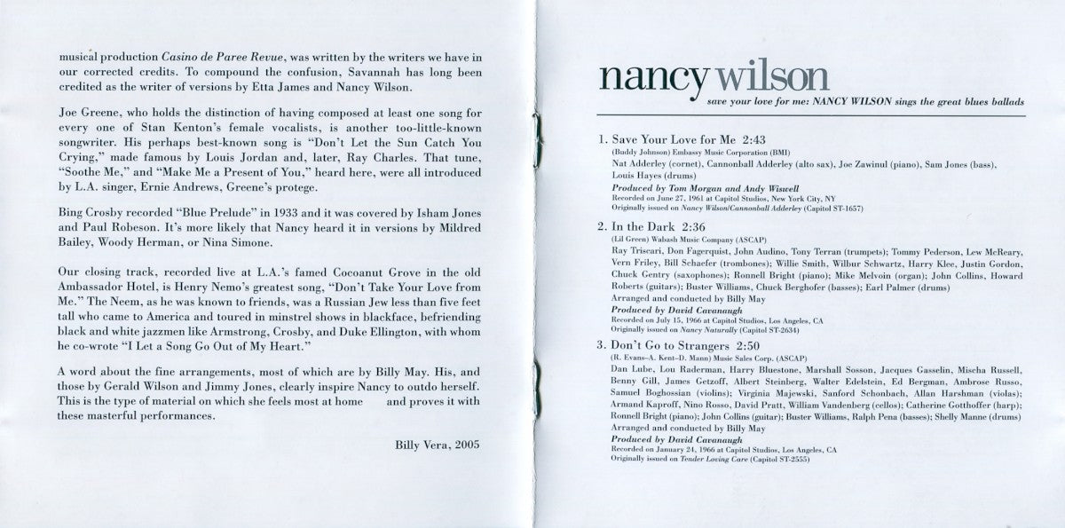 Nancy Wilson – Save Your Love For Me... (CD)