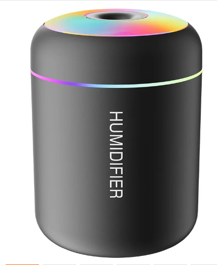 RGB humidifier with rainbow light ring in black